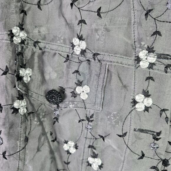 Angel Pie Sheer Silk Embroidered Floral Cropped Jacket M L Fairycore Vintage Y2K - Picture 7 of 12